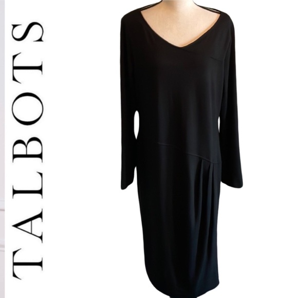 Talbots Dresses & Skirts - Talbots Black Wool Blend Stretch Knit Dress Size XL